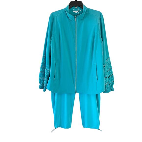 Chico's Pants - CHICO'S Women's Size XL Teal Zip Jacket Pants Comfort Loungewear Tracksuit Set